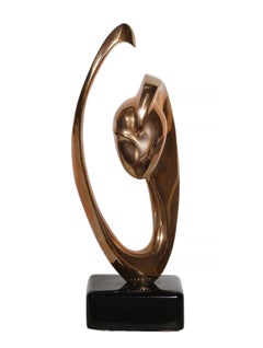 Portrait of A Woman, Modern Bronze sculpture with gold patina