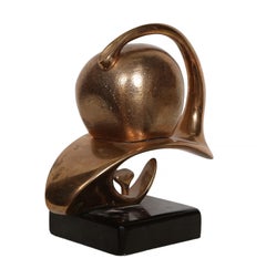 Figura pensante, scultura moderna in bronzo con patina dorata di Georges Charpentier