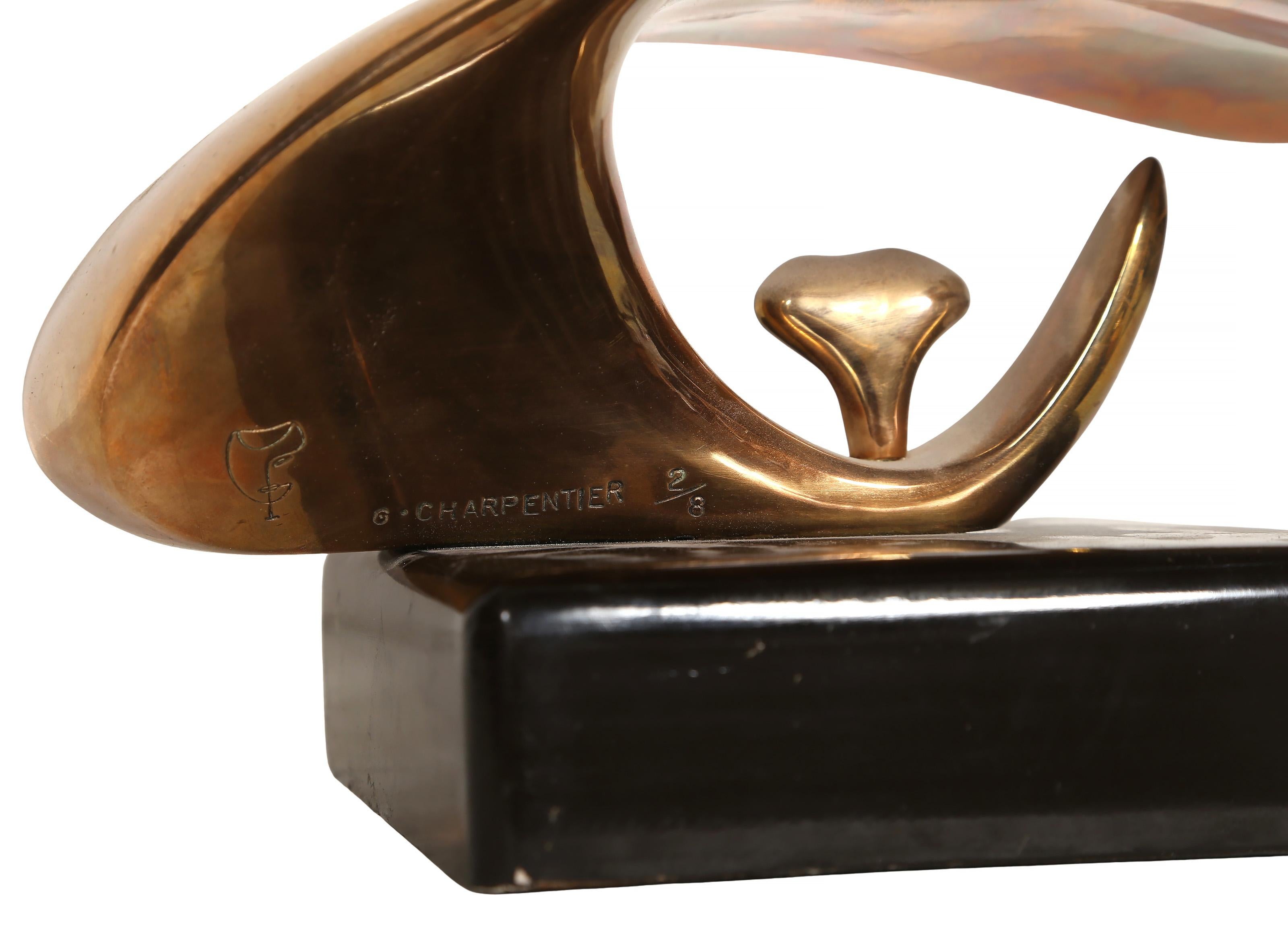 Figura pensante, escultura moderna de bronce patinado dorado de Georges Charpentier en venta 6