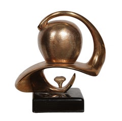 Thinking Figure, Modern Bronze sculpture with gold patina by Georges Charpentier