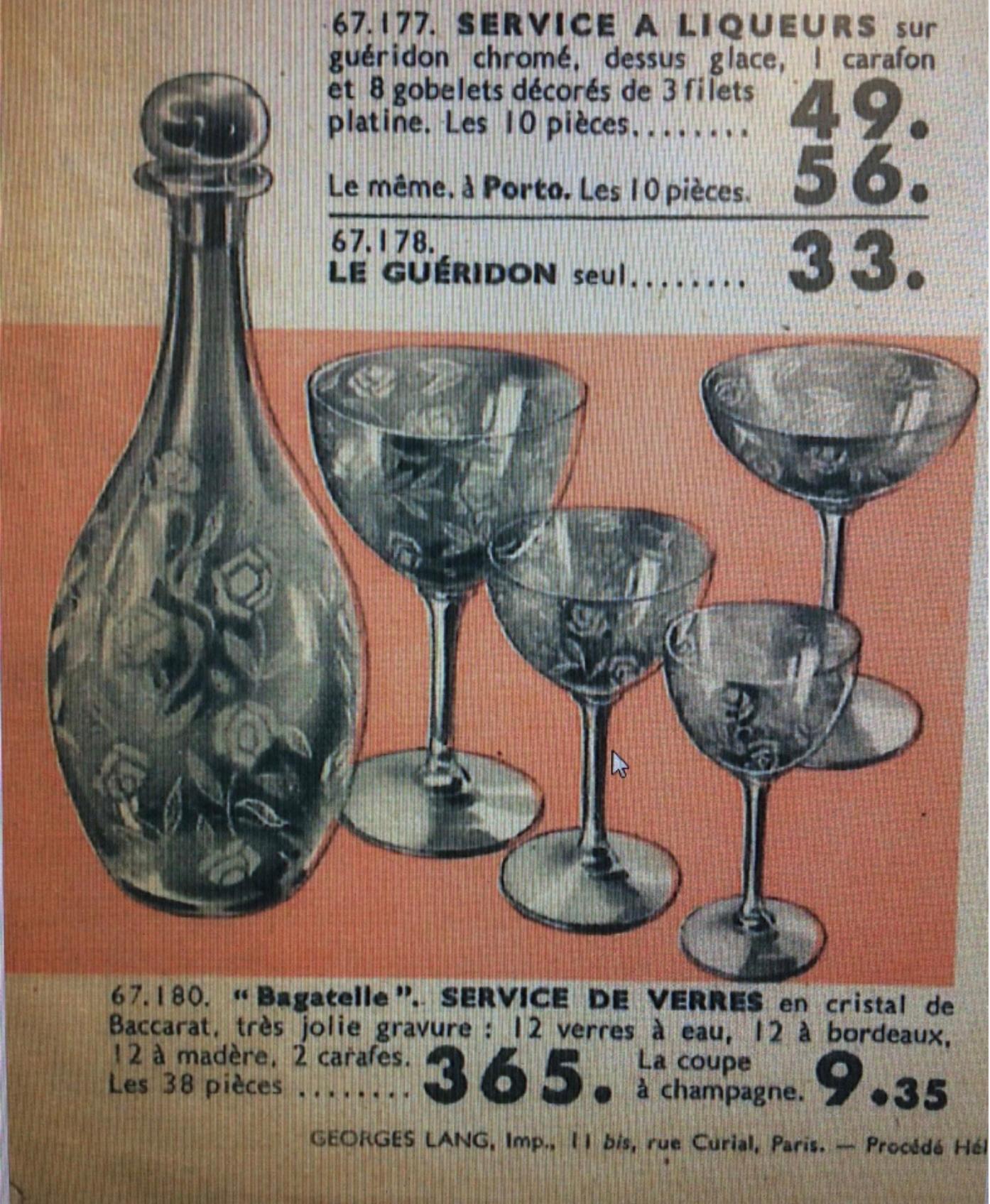Georges Chevalier para Baccarat, Cristalería 