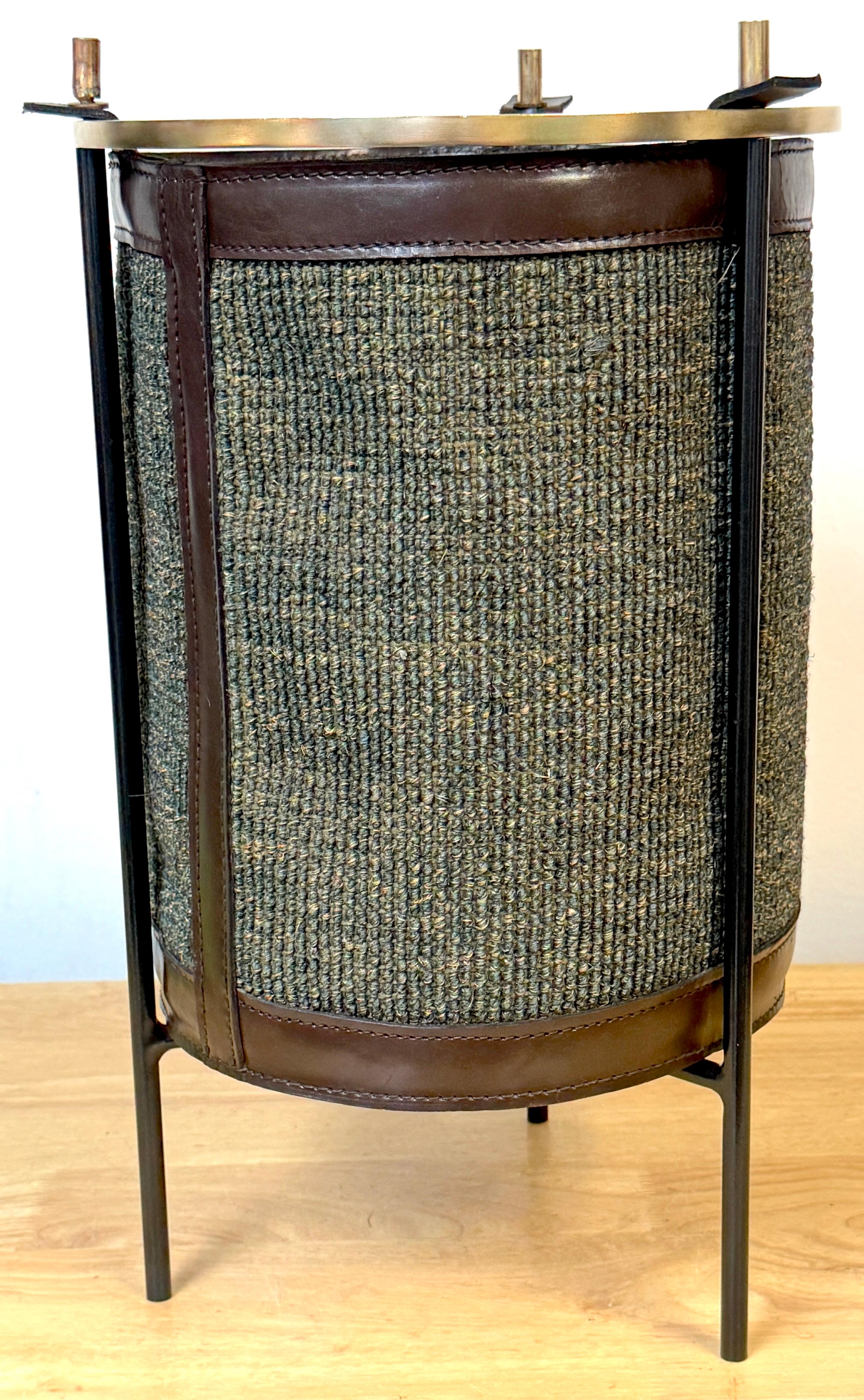 Panier/sac à déchets en cuir et tissu Georges Coslin, Italie, années 1960 en vente 4