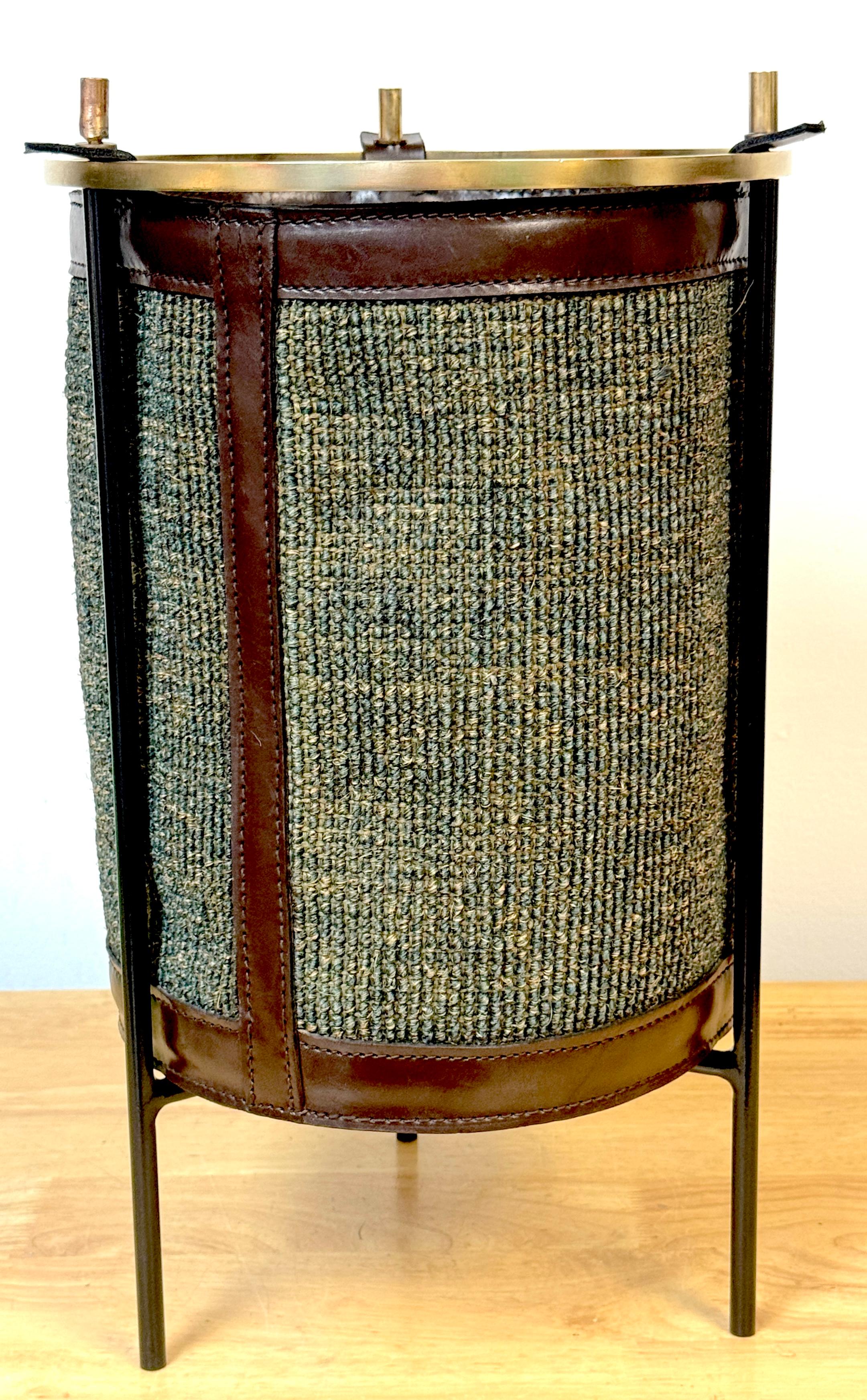 Panier/sac à déchets en cuir et tissu Georges Coslin, Italie, années 1960 en vente 5