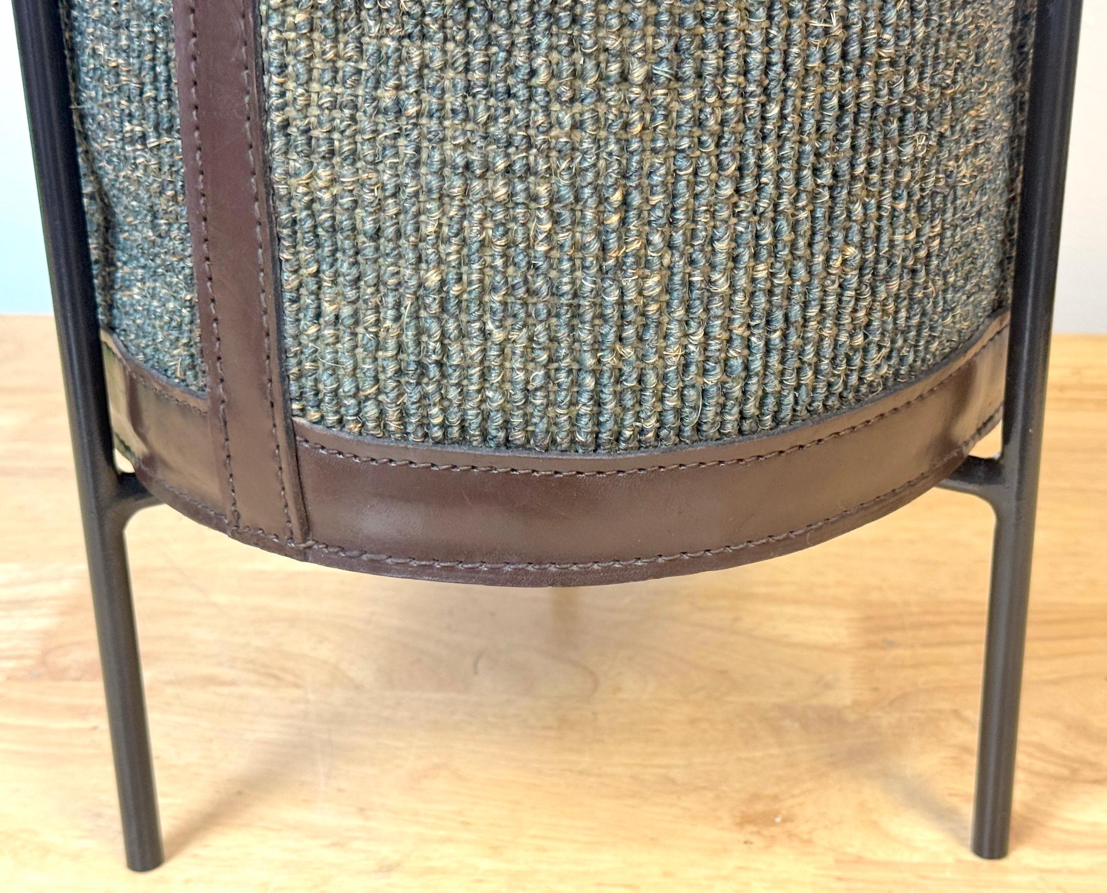 Panier/sac à déchets en cuir et tissu Georges Coslin, Italie, années 1960 en vente 6