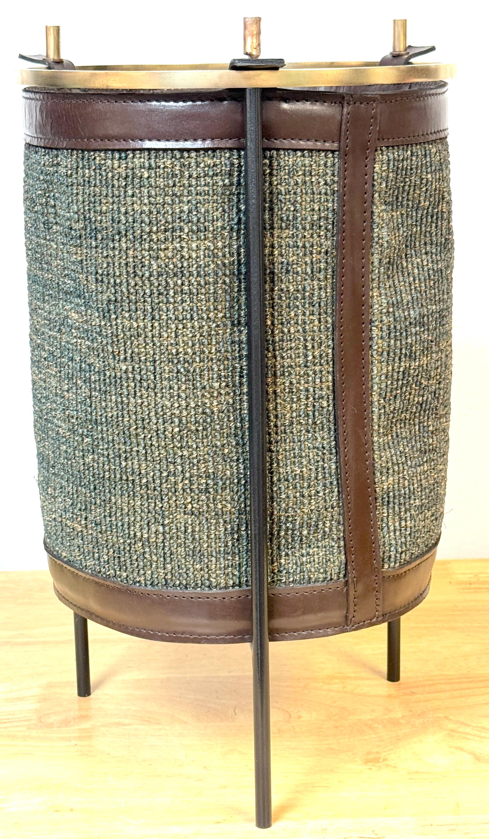 Panier/sac à déchets en cuir et tissu Georges Coslin, Italie, années 1960 en vente 7