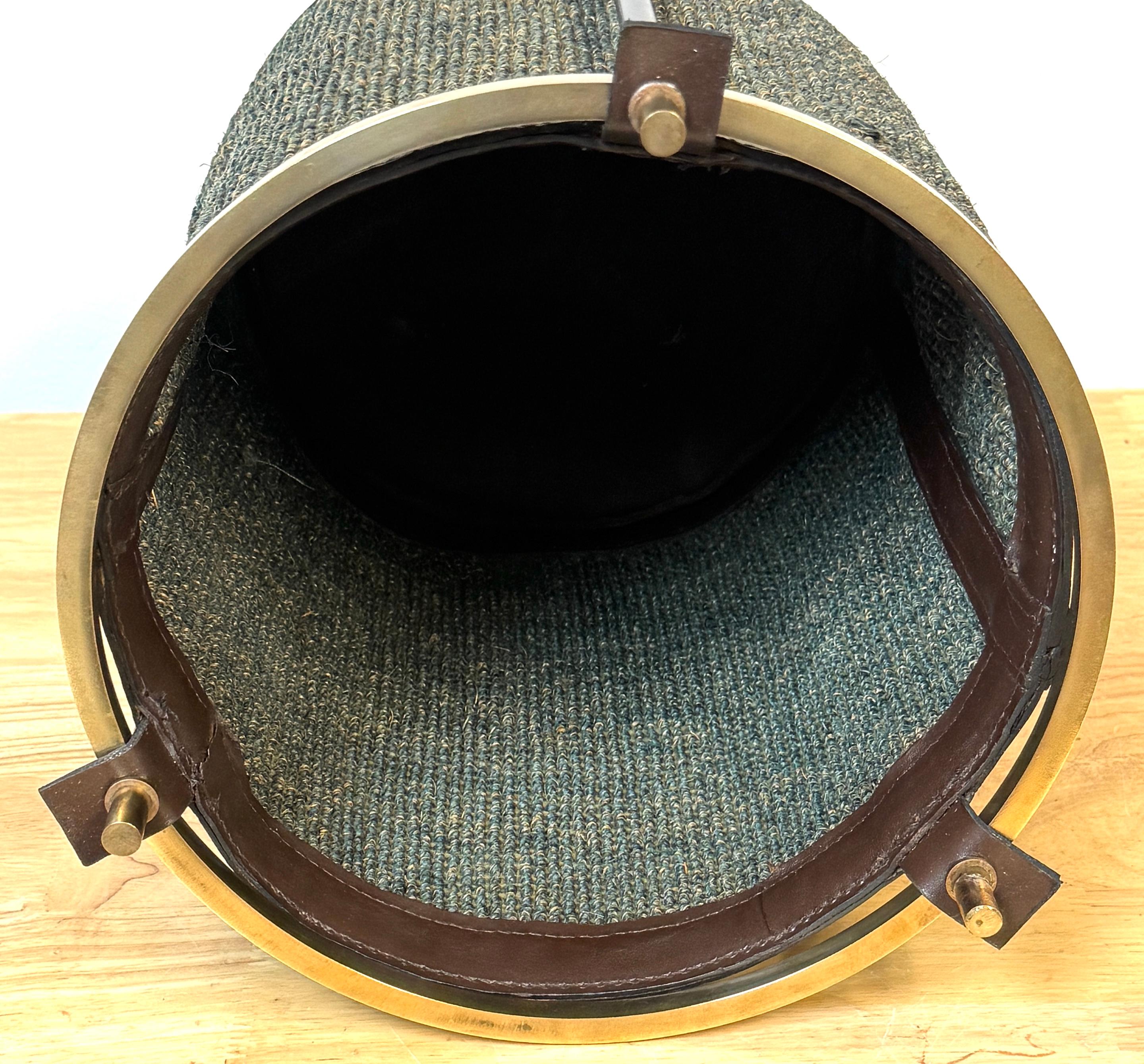 Panier/sac à déchets en cuir et tissu Georges Coslin, Italie, années 1960 en vente 9