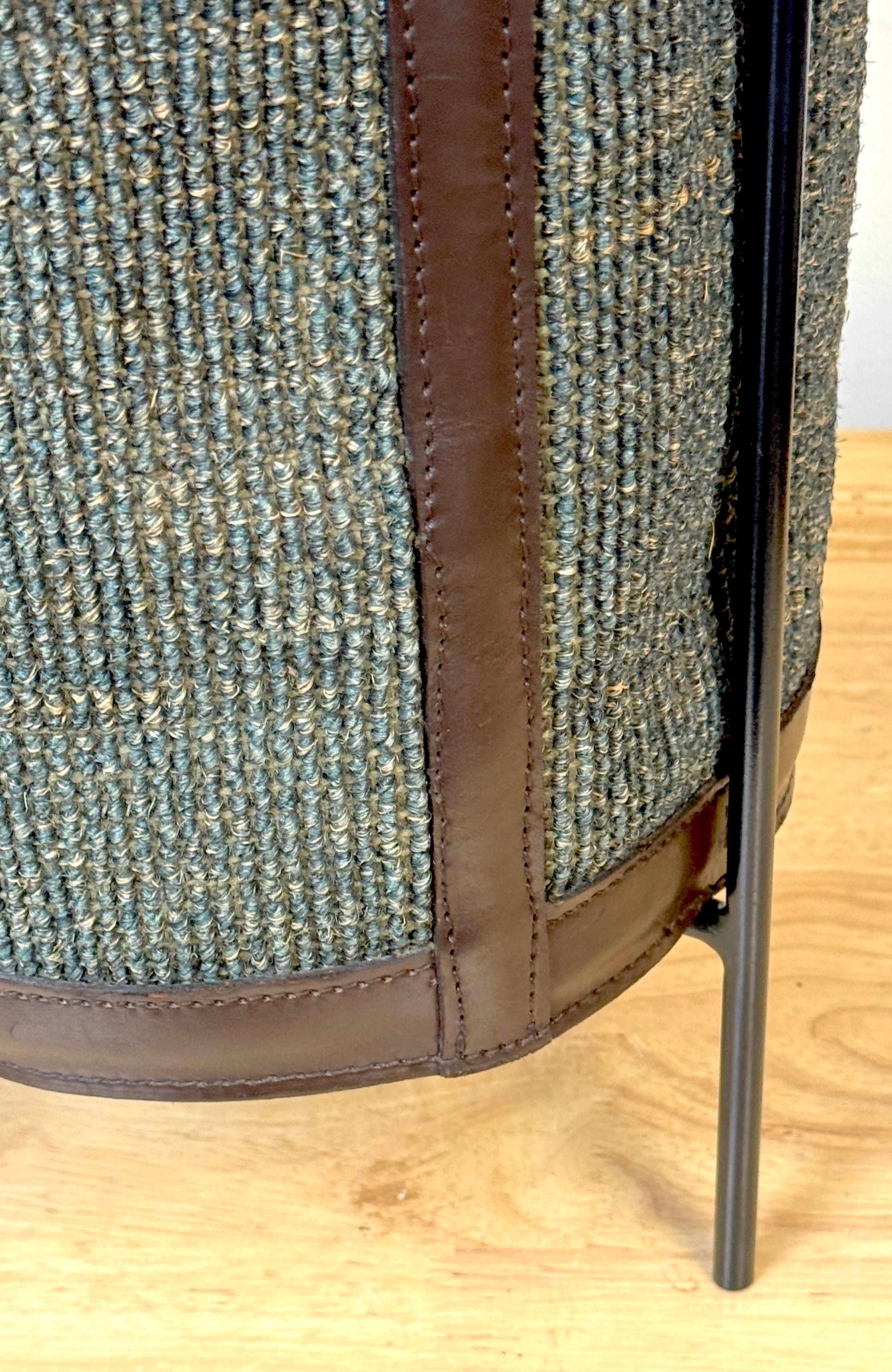 Panier/sac à déchets en cuir et tissu Georges Coslin, Italie, années 1960 Bon état - En vente à West Palm Beach, FL