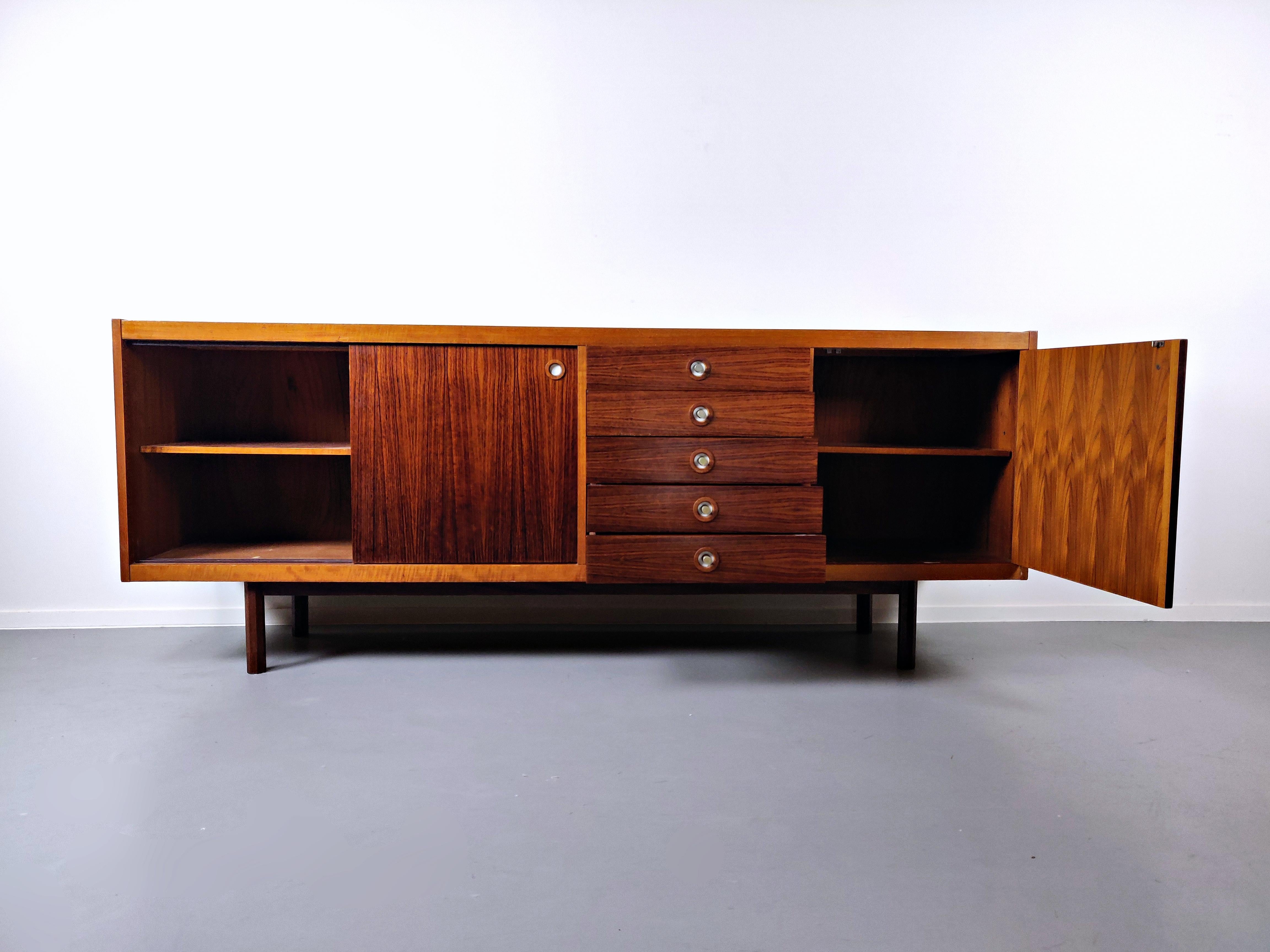 Italian Georges Coslin Mid-Century Modern Wooden Sideboard, 1950s For Sale