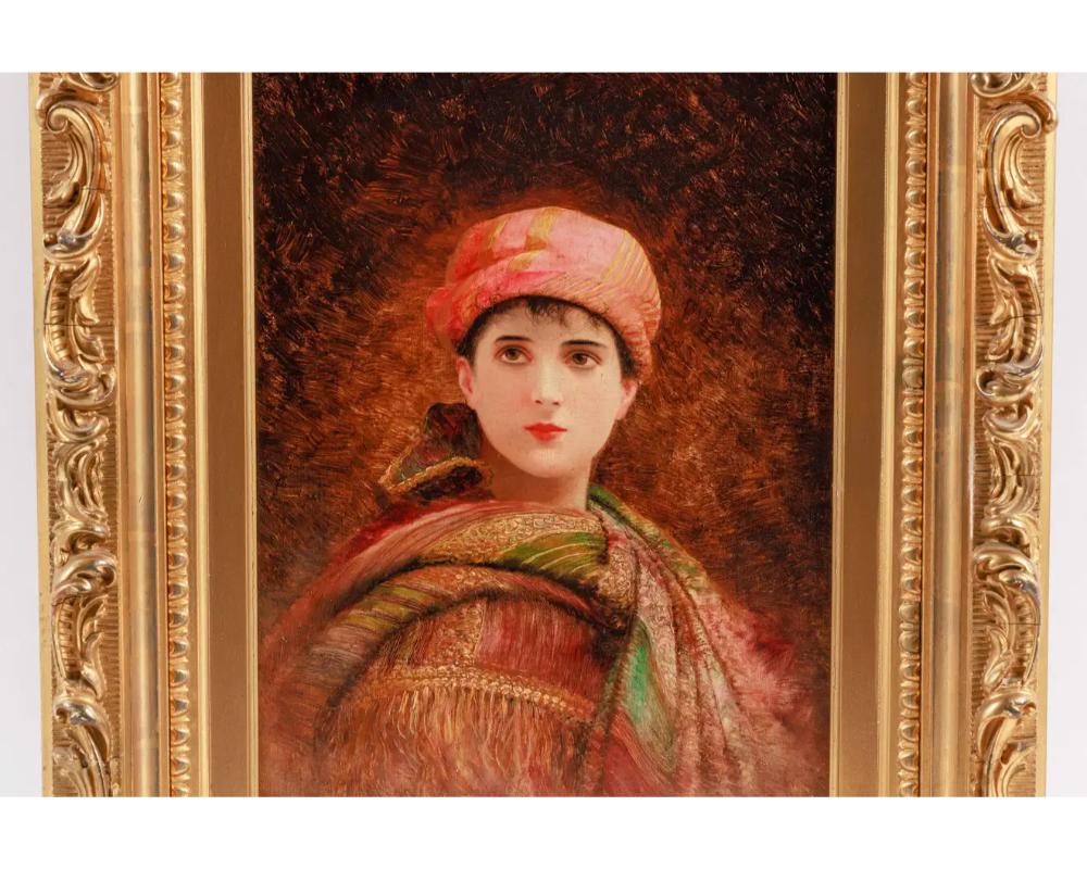 Georges Croegaert (Belgium 1848–1923), A Portrait of A Young Orientalist Woman, 19th century. 

Oil on panel, beautiful quality, Signed lower left. 

Board: 12.5