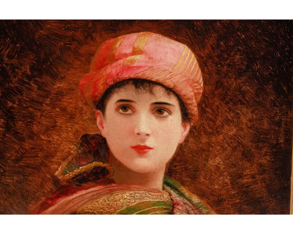 Belgian Georges Croegaert, a Portrait of a Young Orientalist Woman For Sale