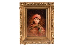 Georges Croegaert (Belgique 1848-1923), Portrait d'une jeune femme orientaliste