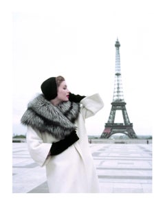 Vintage SUZY PARKER , ELLE MAGAZINE IN GIVENCHY, PARIS EIFFEL TOWER 1954