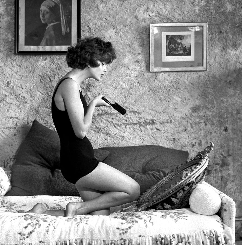 Georges Dambier Portrait Photograph - THE MIRROR , MARIE HELENE ARNAUD 1952