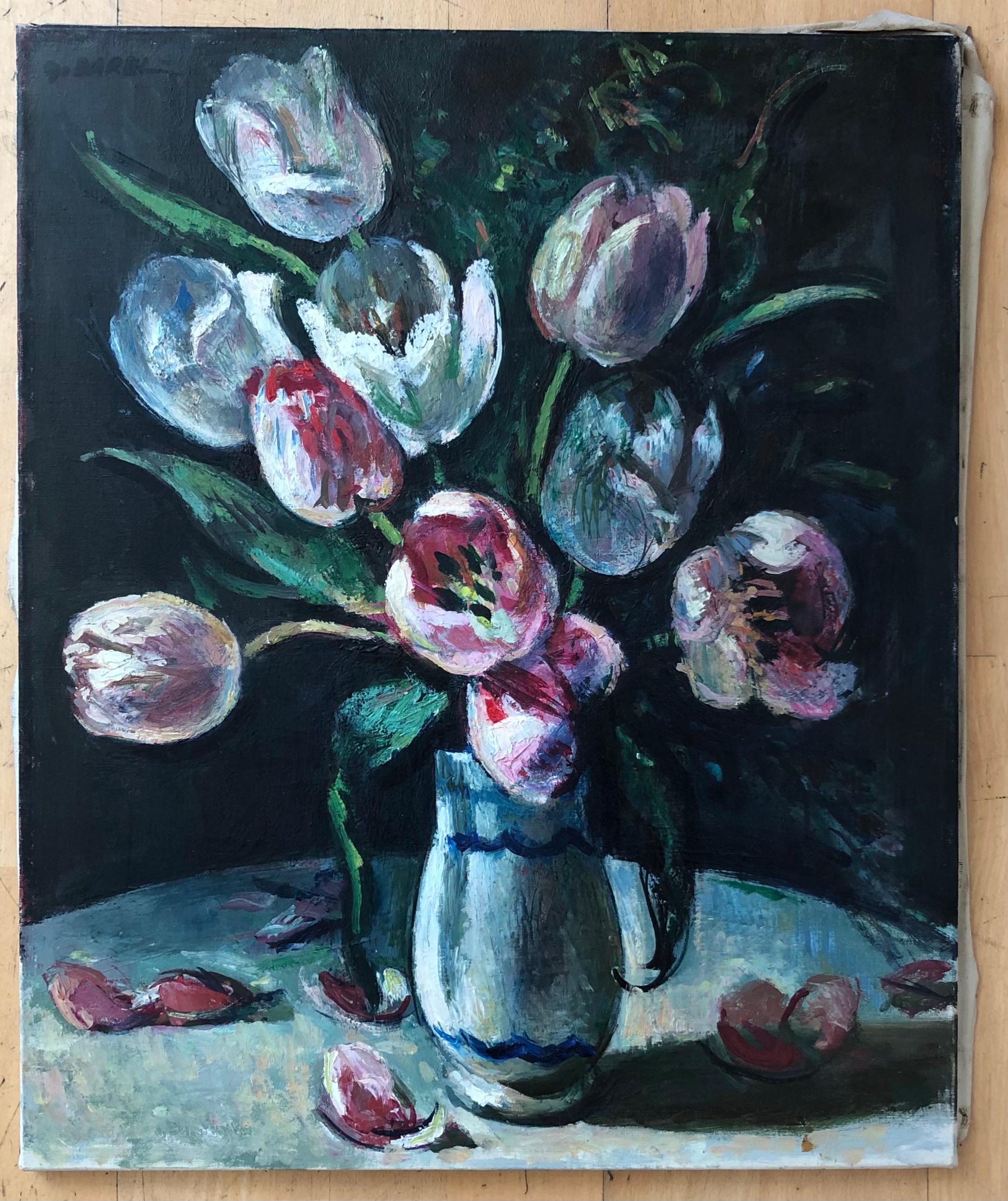 Blumenstrauß aus Tulpen – Painting von Georges Darel