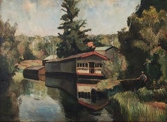 Antique Fisherman on the banks of the Arve