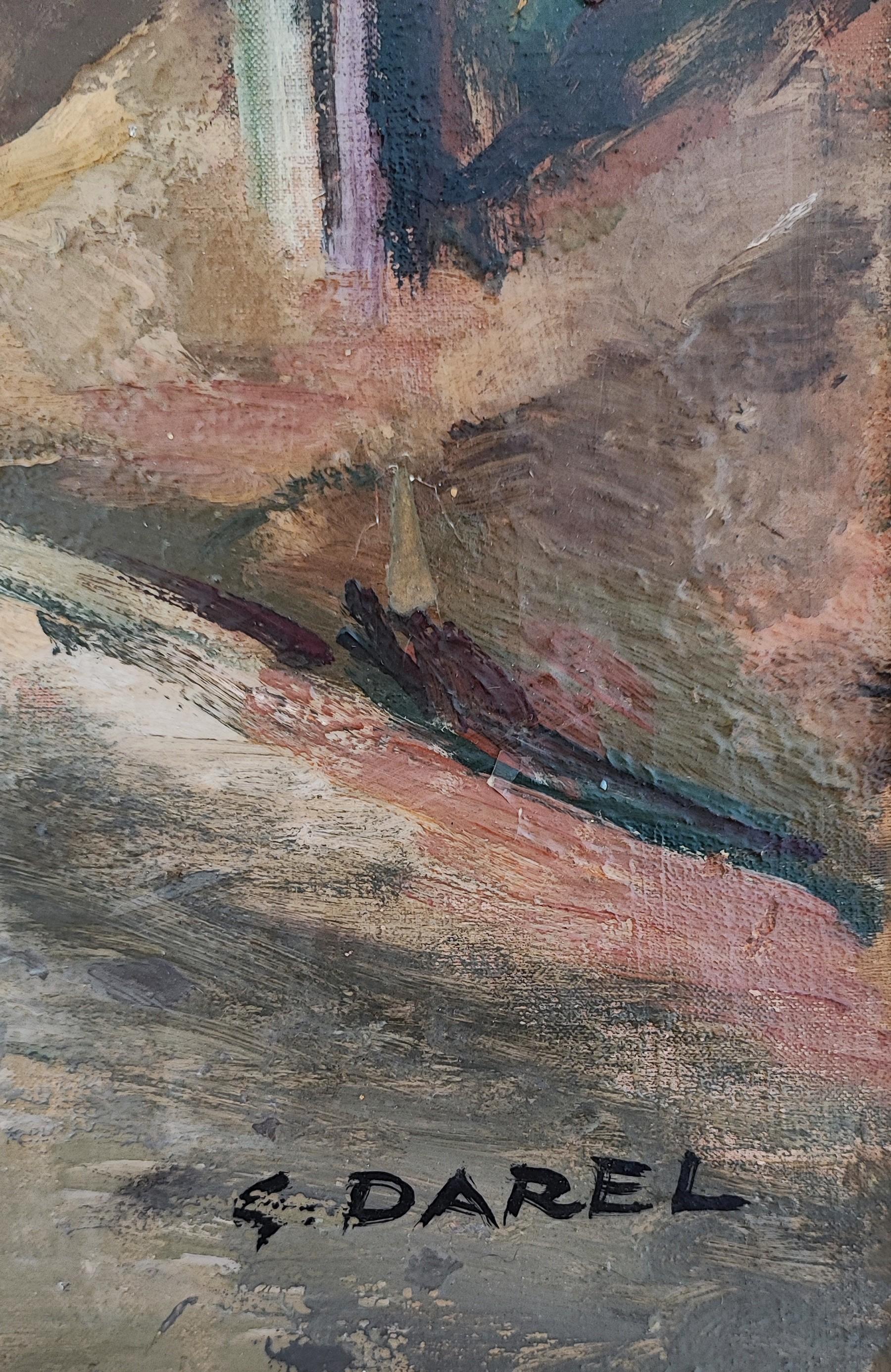 Jäger bei Billy's (Schwarz), Landscape Painting, von Georges Darel