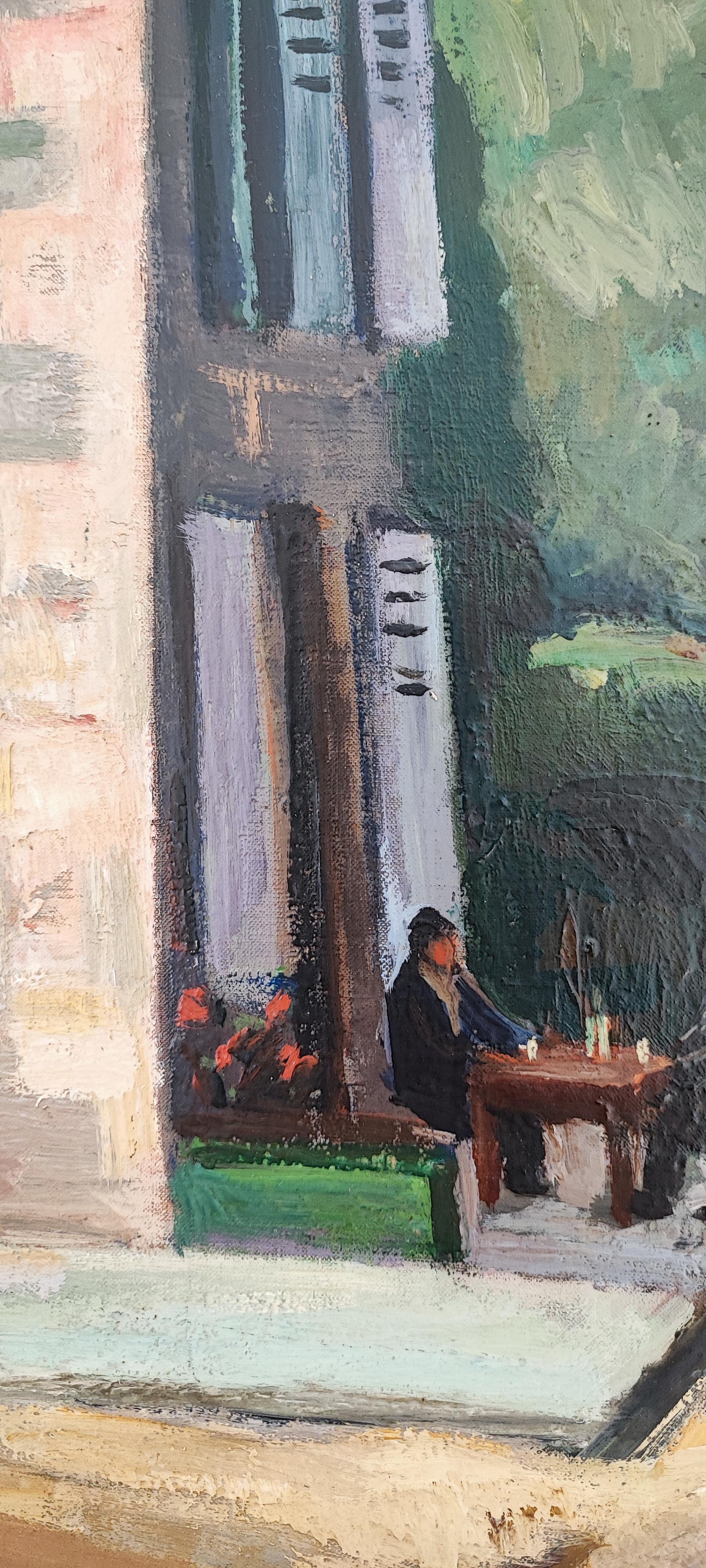 Arbeiten auf Leinwand
Goldener Holzrahmen
95 x 114 x 6 cm