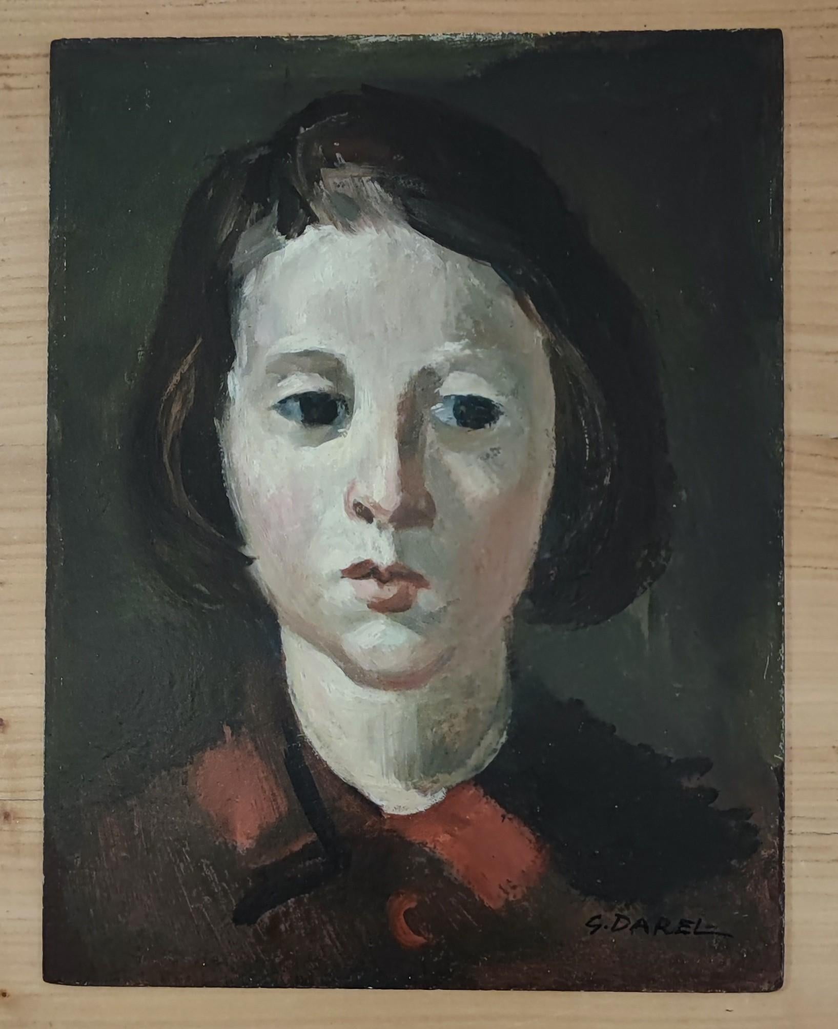 Portrait of a little girl - Painting by Georges Darel