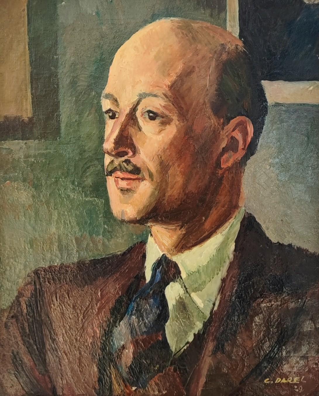 Georges Darel Portrait Painting - Portrait of a man with a mustache