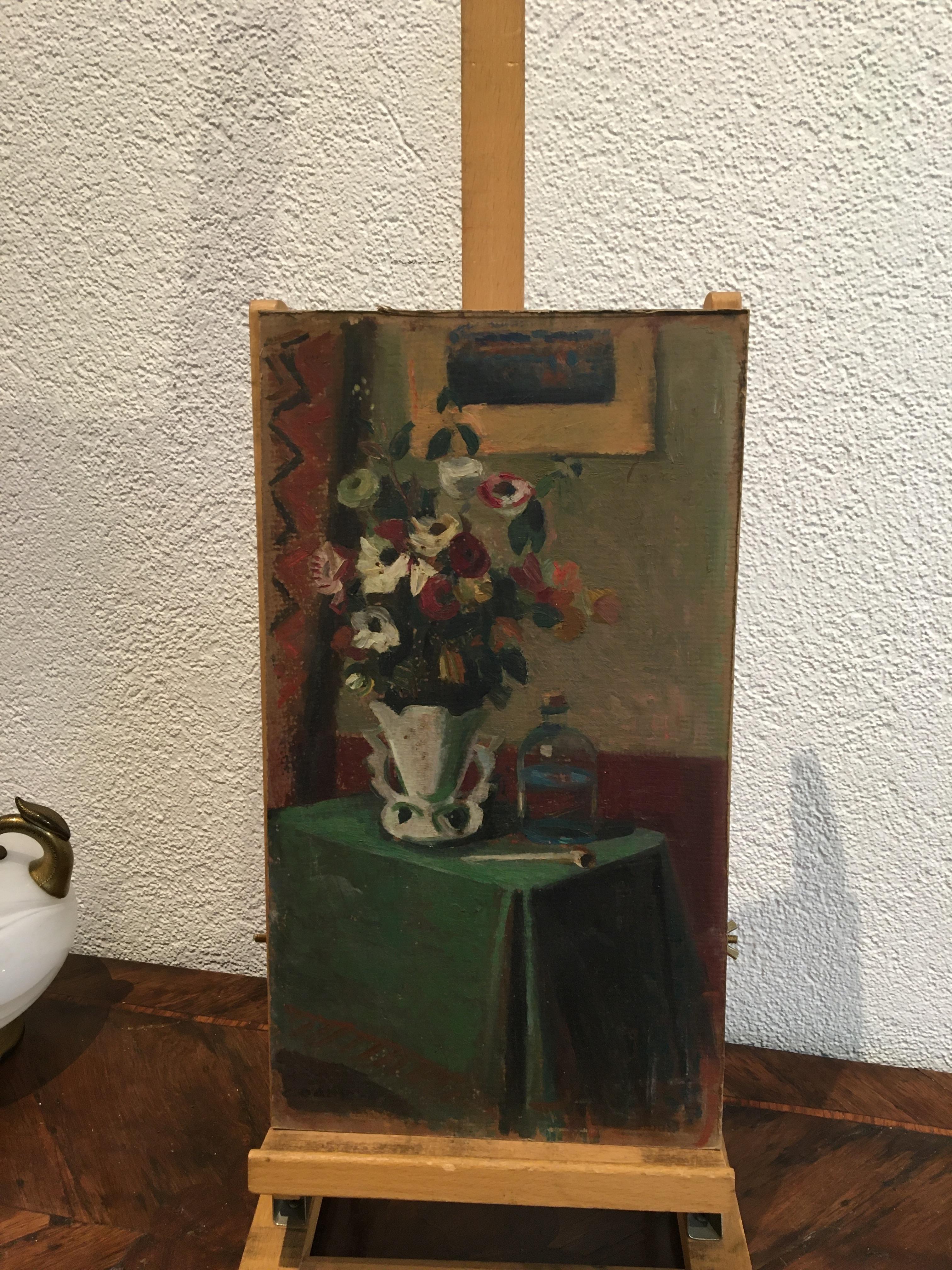 Nature morte avec une pipe 2 - Painting de Georges Darel