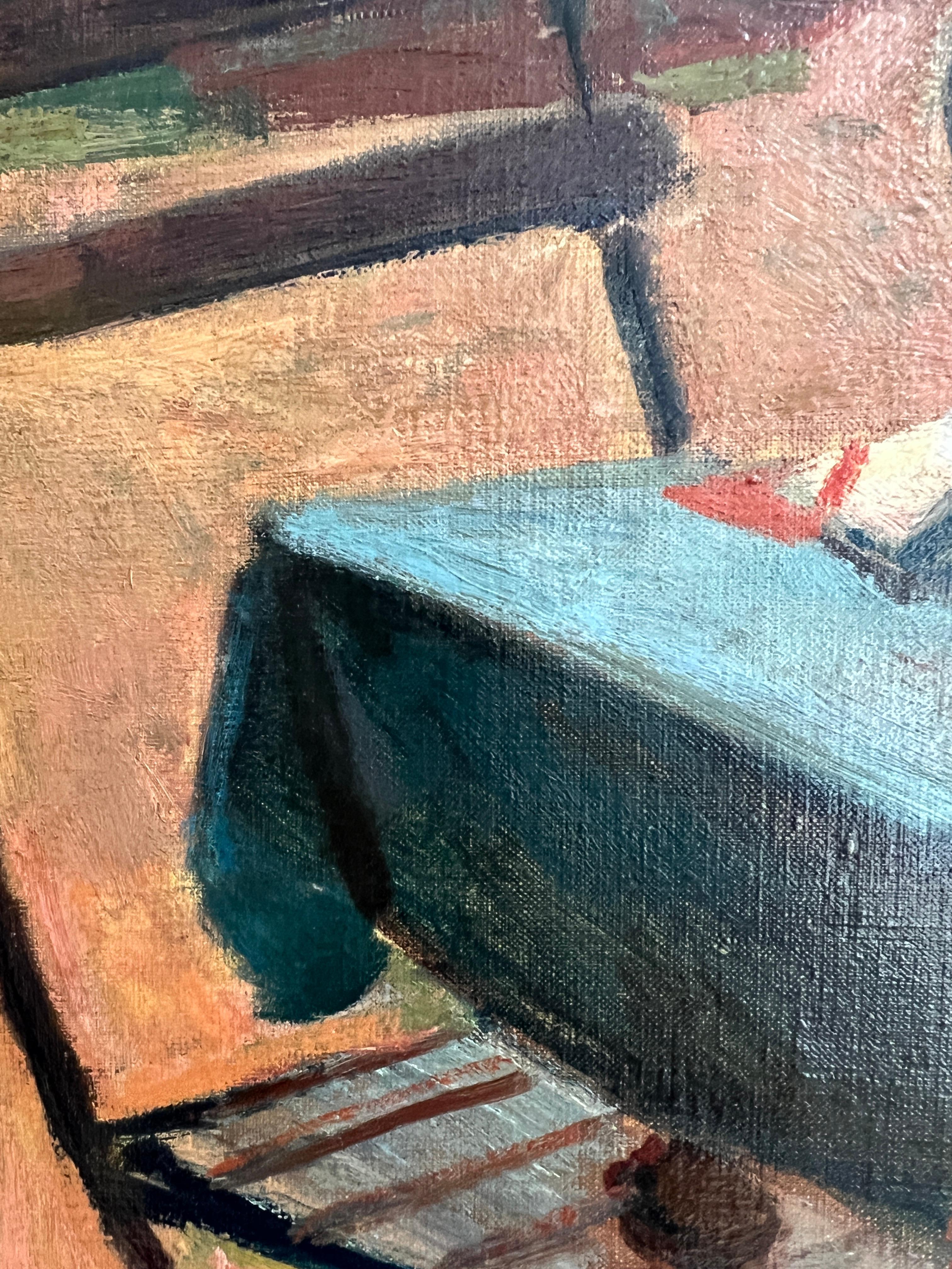 Arbeiten auf Leinwand


Dieses Kunstwerk illustriert auf brillante Weise ein rustikales Interieur, das sich zu einem üppigen Garten hin öffnet und ein Fenster in eine Welt der Ruhe und Kontemplation bietet. Im Mittelpunkt der Komposition steht ein