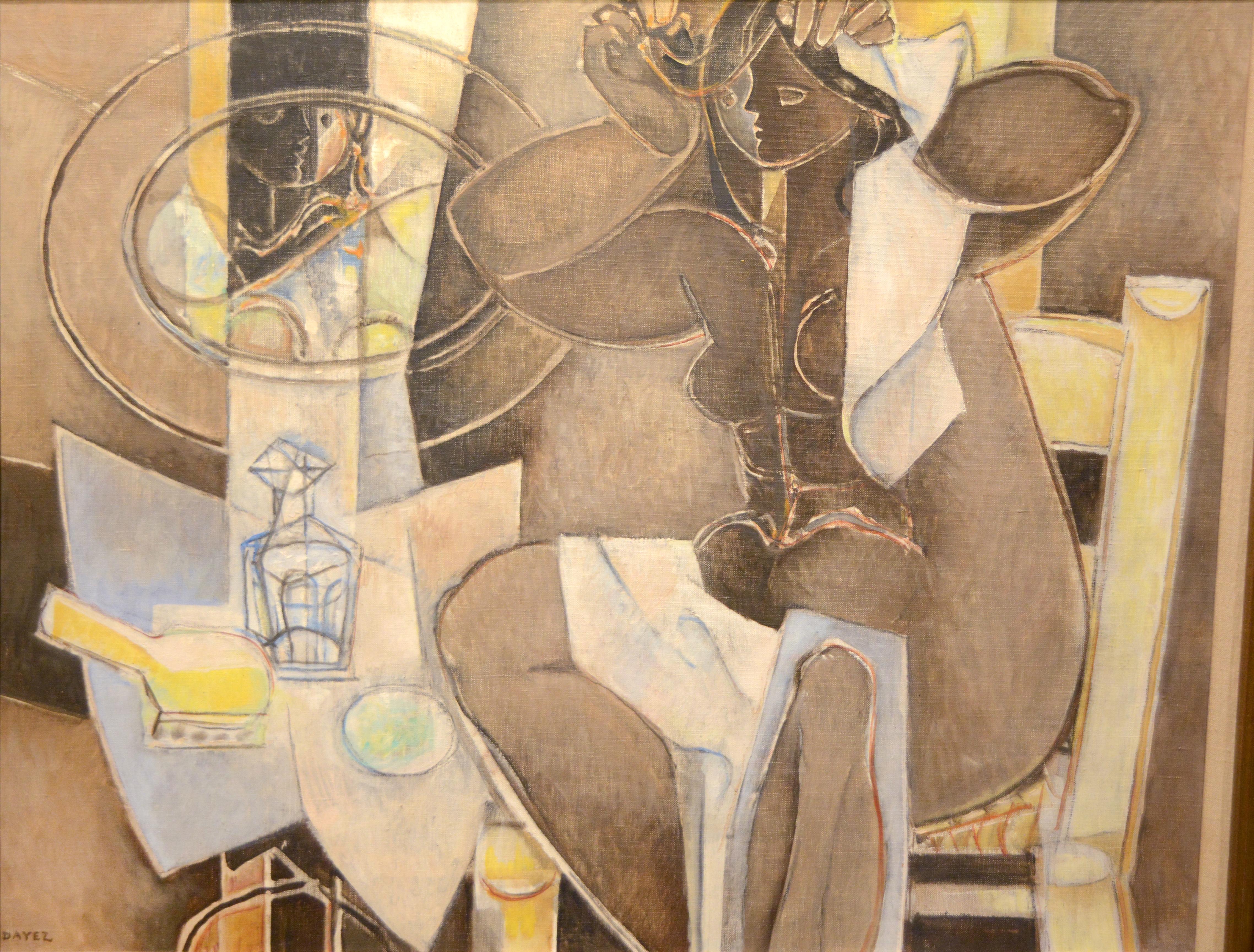 Georges Dayez Abstract Painting - Cubist Woman at her Toilette