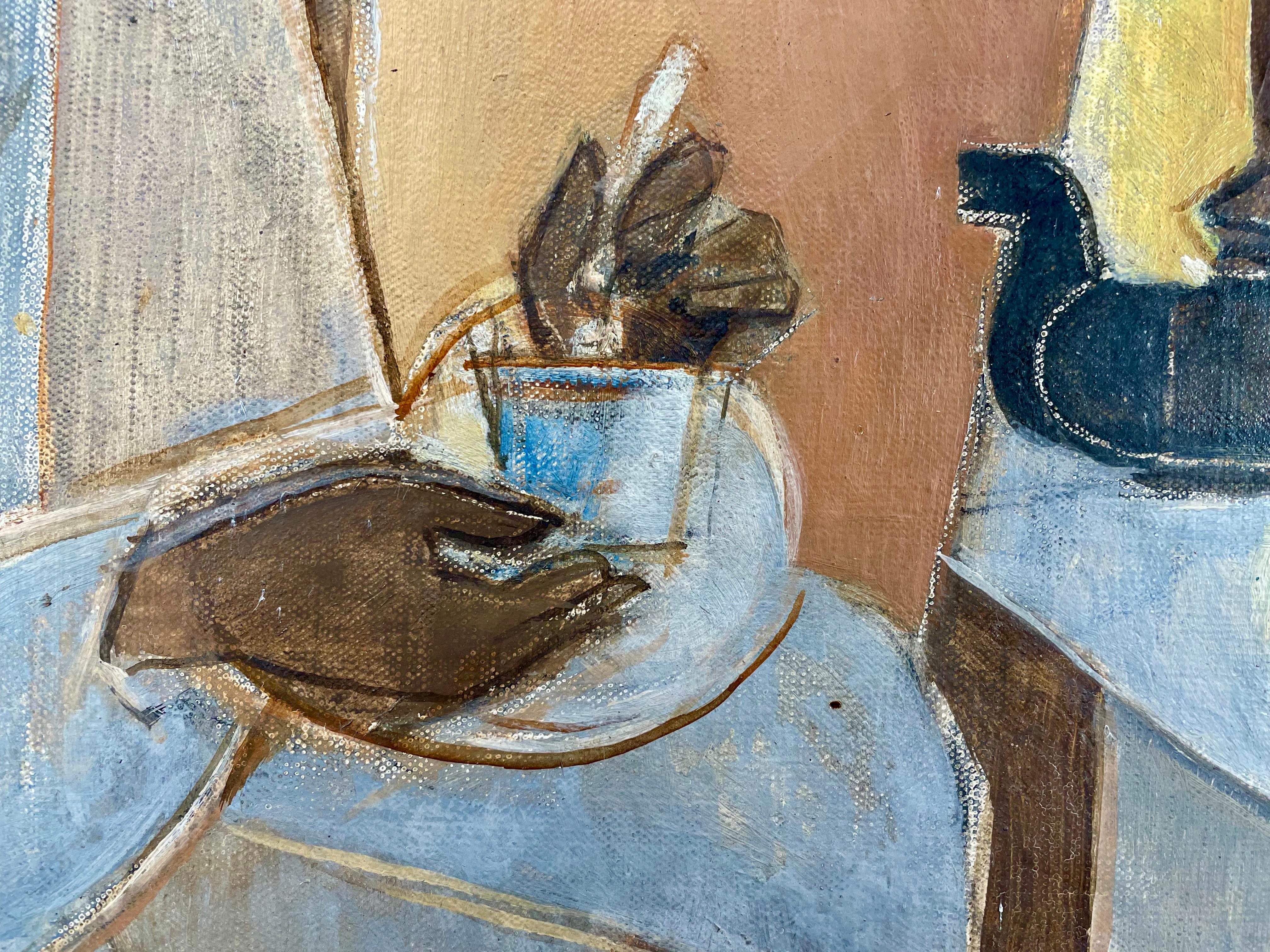 La Tasse De The / The Cup Of Tea - Brown Abstract Painting by Georges Dayez