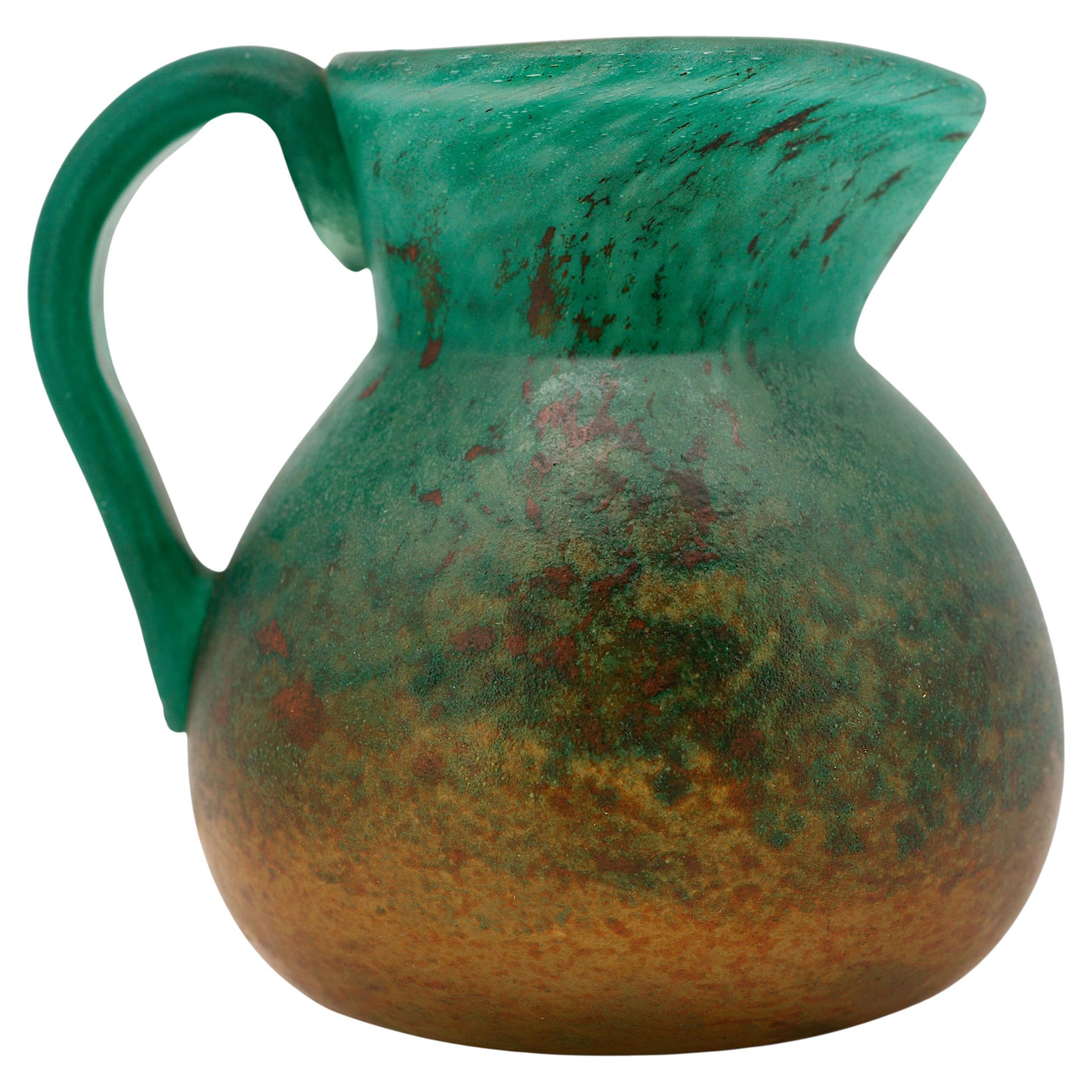 Brocca in vetro Art Nouveau francese Georges De Feure, 1910 ca.
