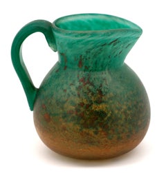 Georges DE FEURE French Art Nouveau Glass Pitcher, ca1910