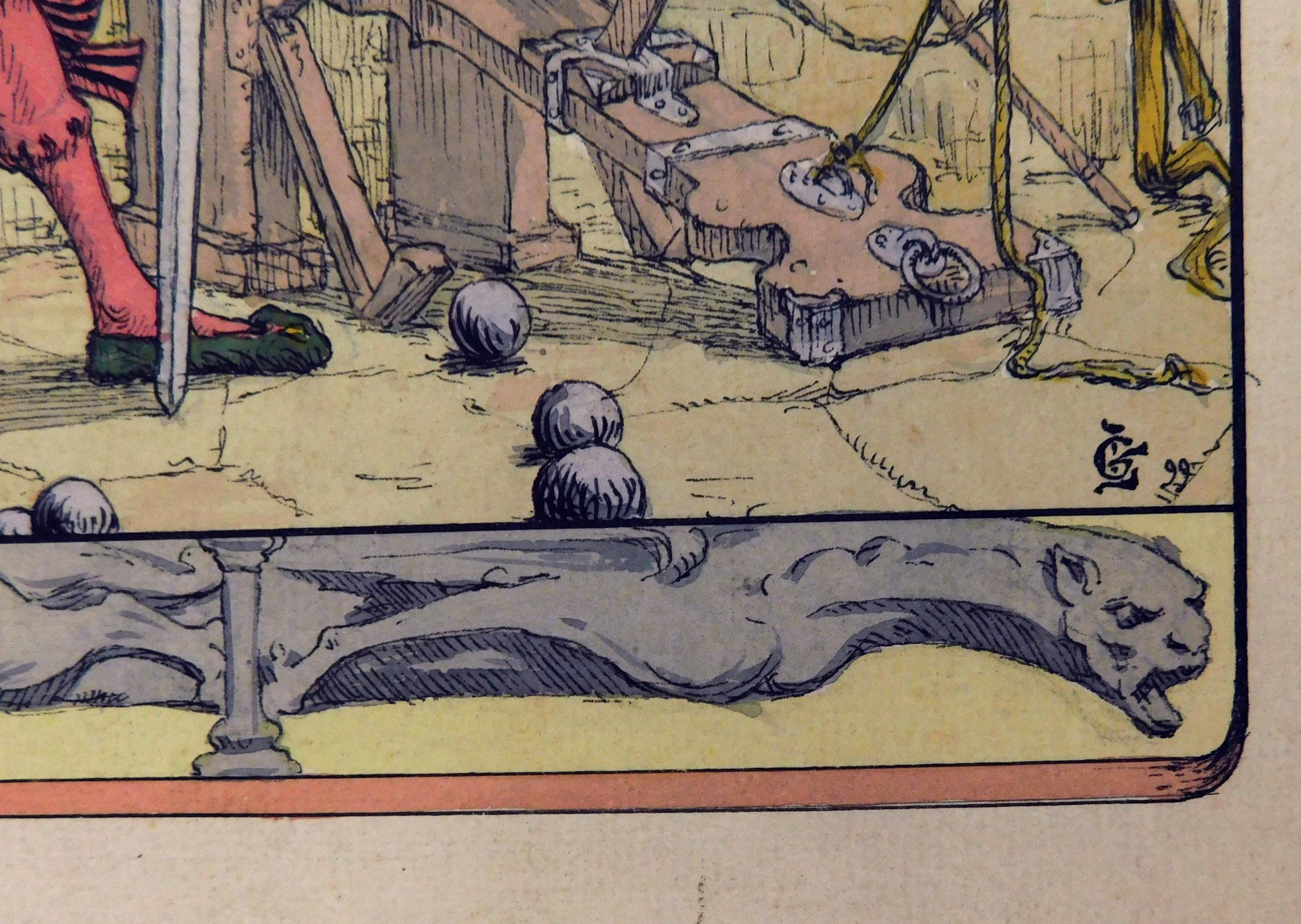Georges De Feure Pittore e illustratore francese Acquerello, 1899 Lo spadaccino in vendita 3