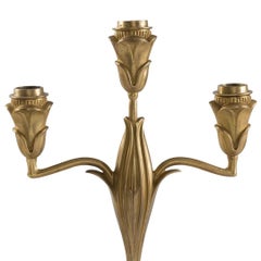 Georges De Feure Pareja de candelabros de bronce dorado