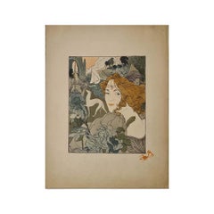 Litografia originale di Georges De Feure del 1897 "Retour" - Art Nouveau - Firmata a mano