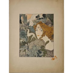 Lithographie originale de Georges de Feure « Retour », Art Nouveau, 1897, signée à la main