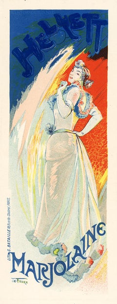 Antique Hélyett Marjolaine by Georges de Feure, Art Nouveau theater lithograph, 1896