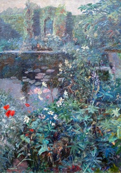 Georges De Sloovere, 1873 – 1970, Ruins in the Garden of Flowers, Oil painting