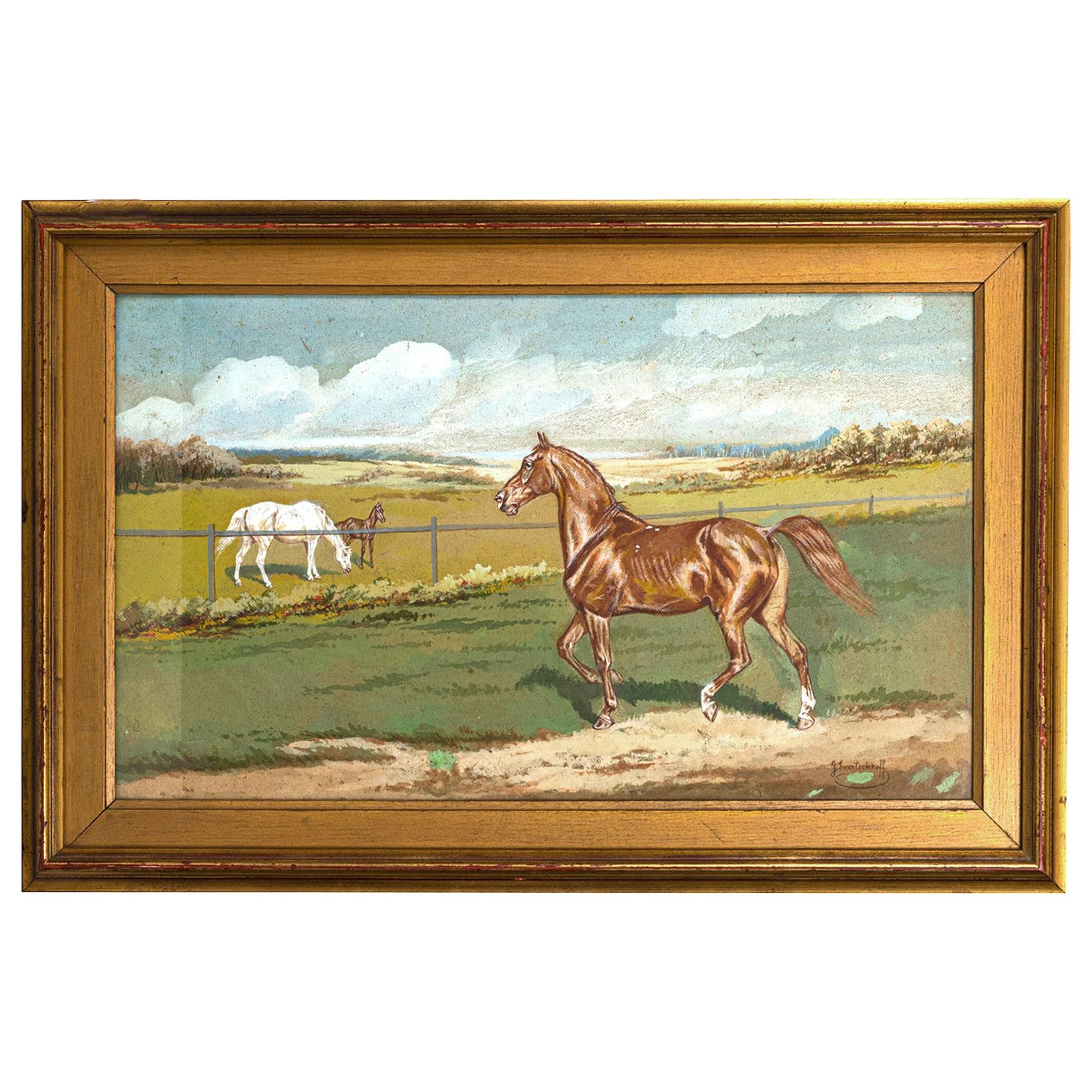 Georges De Swertschkoff 20th Century "Arabian Horse" For Sale