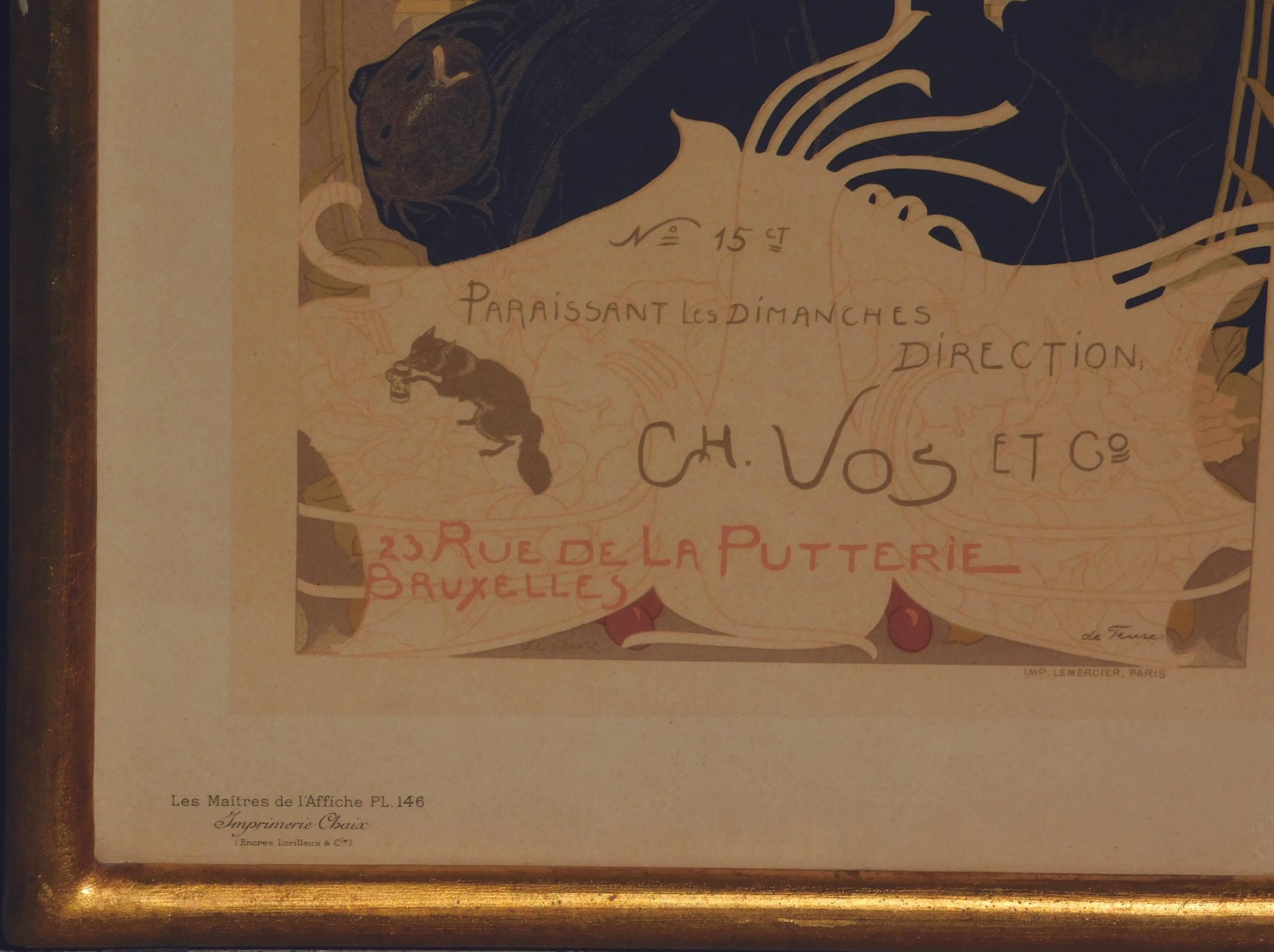Paper Georges deFeure Art Nouveau Color Lithograph, Journal des Ventes For Sale