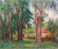 Arbres dans le jardin - Post Impressionist Oil, Landscape by Georges D'Espagnat