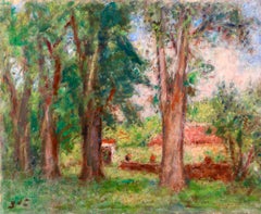 Arbres dans le jardin - Post Impressionist Oil, Landscape by Georges D'Espagnat
