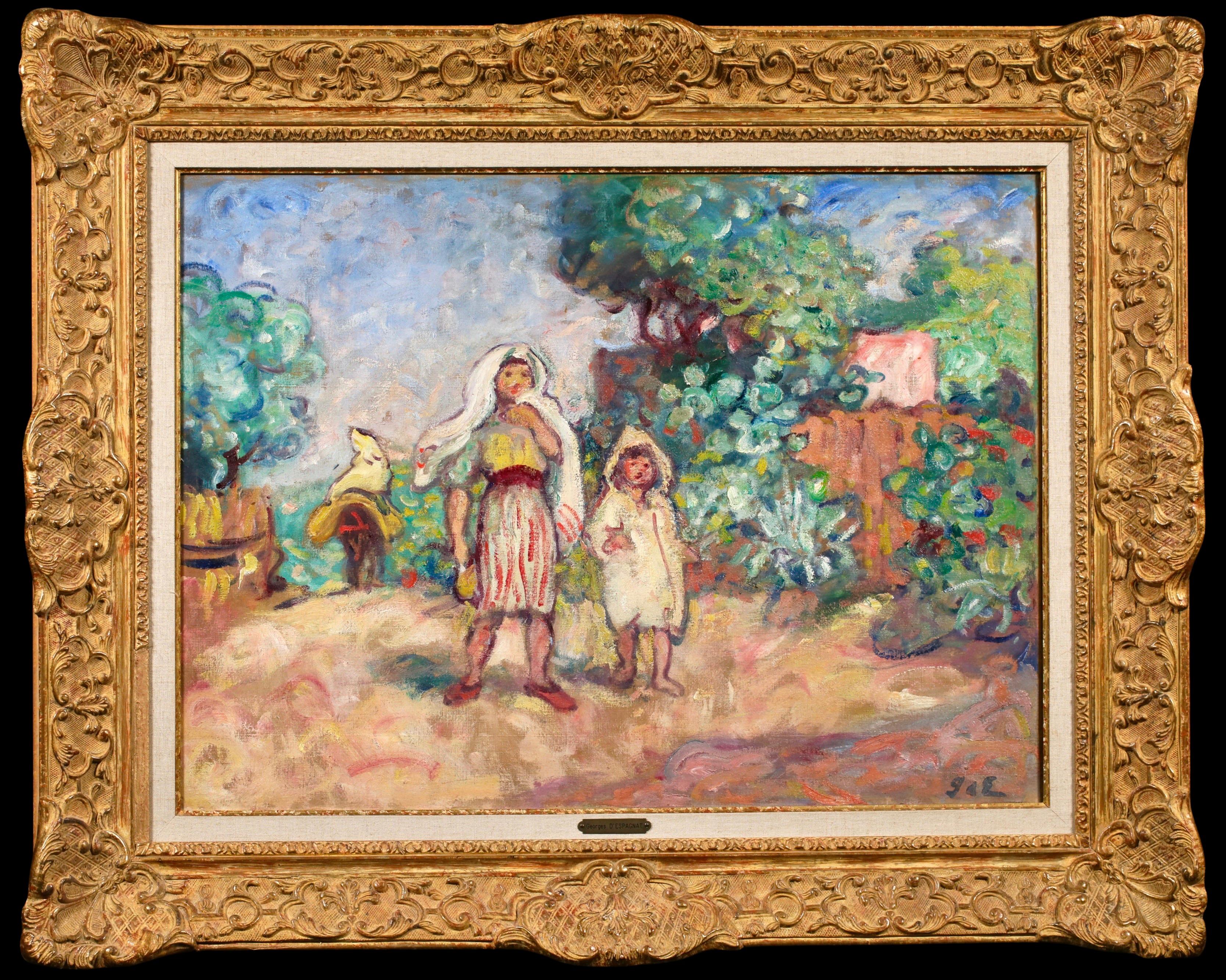 Enfants au Maroc - Postimpressionistisches figuratives Öl von Georges D'Espagnat