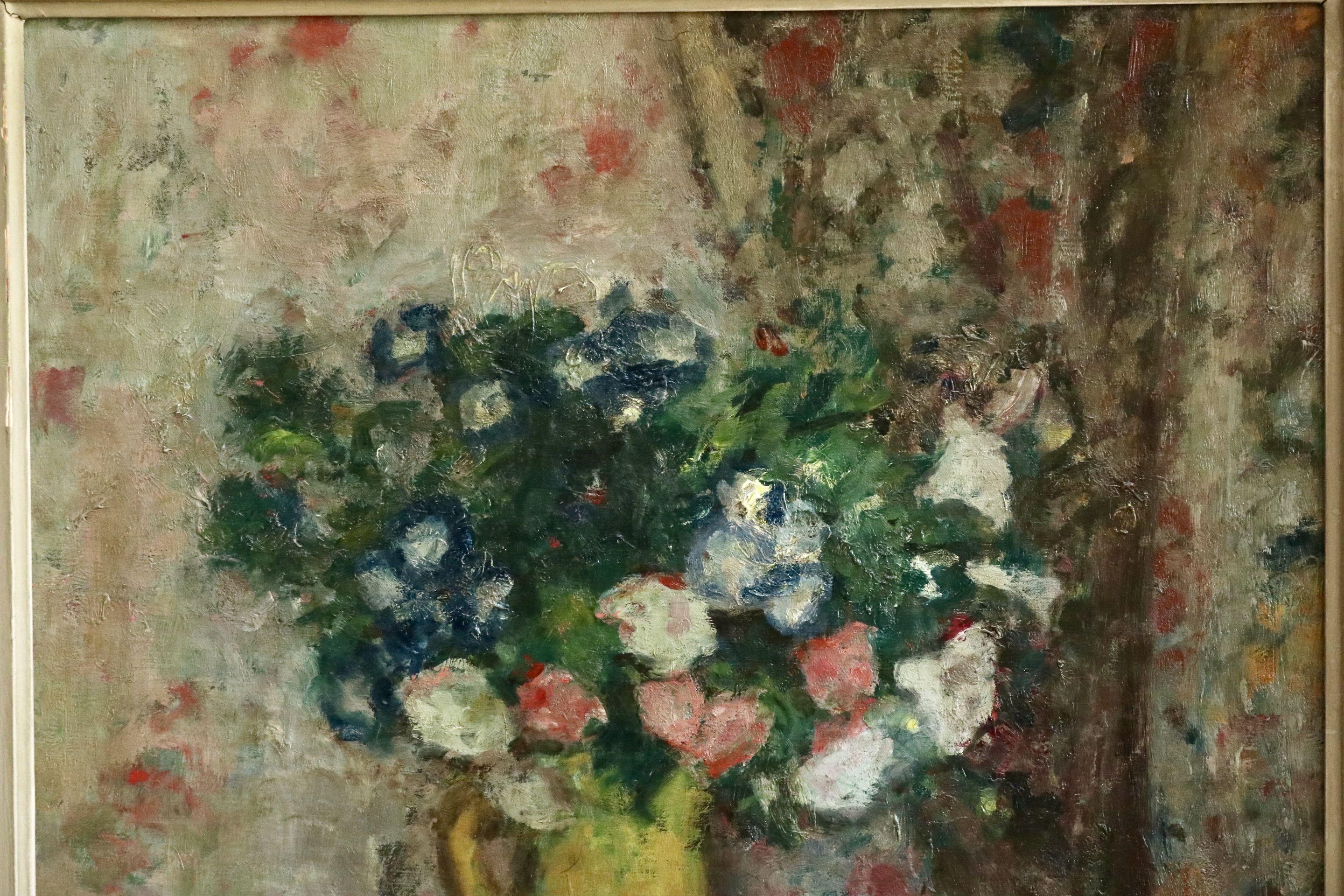 Fleurs - 20th Century Oil, Vase of Flowers in Interior by Georges D'Espagnat 1