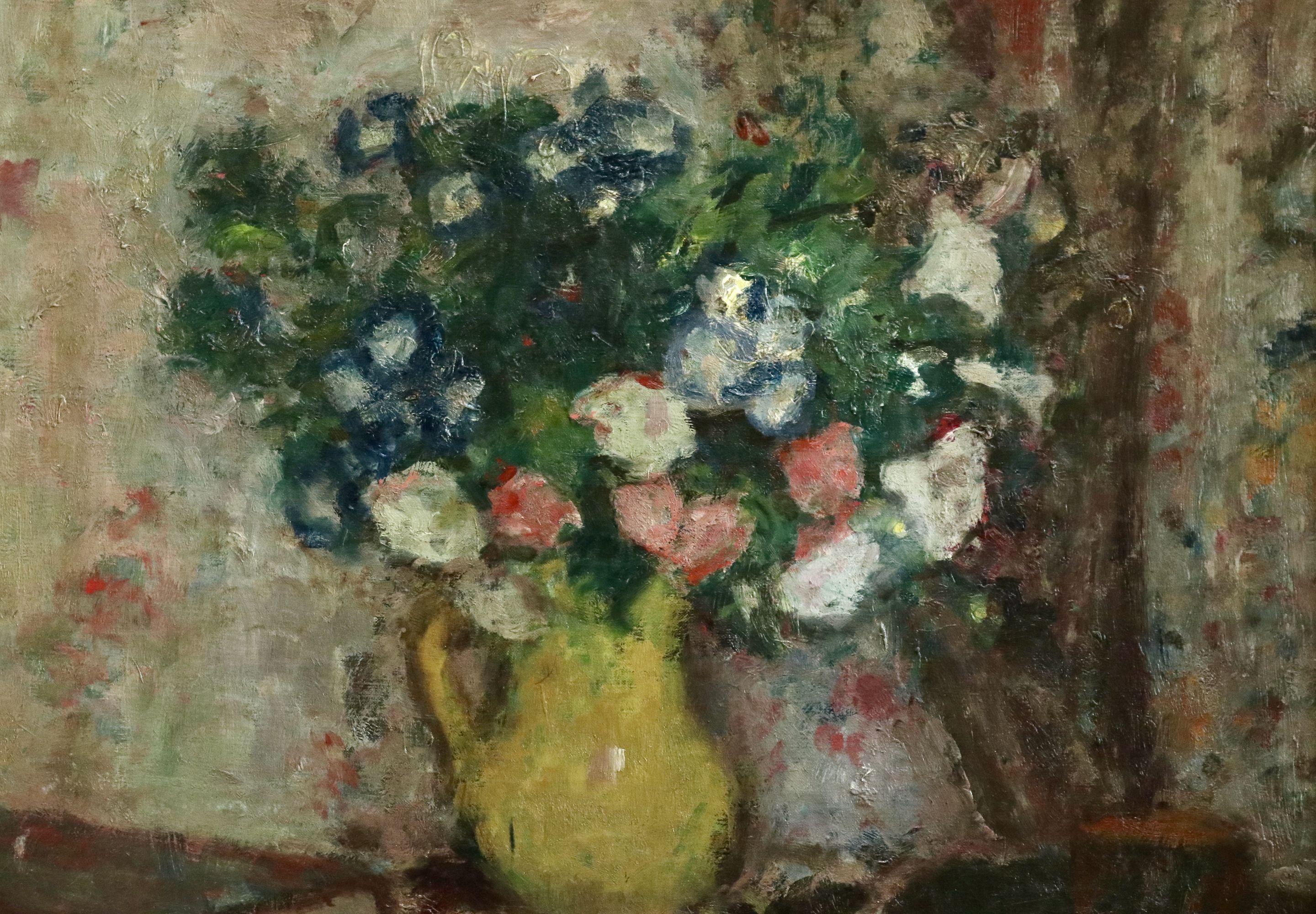 Fleurs - 20th Century Oil, Vase of Flowers in Interior by Georges D'Espagnat 2