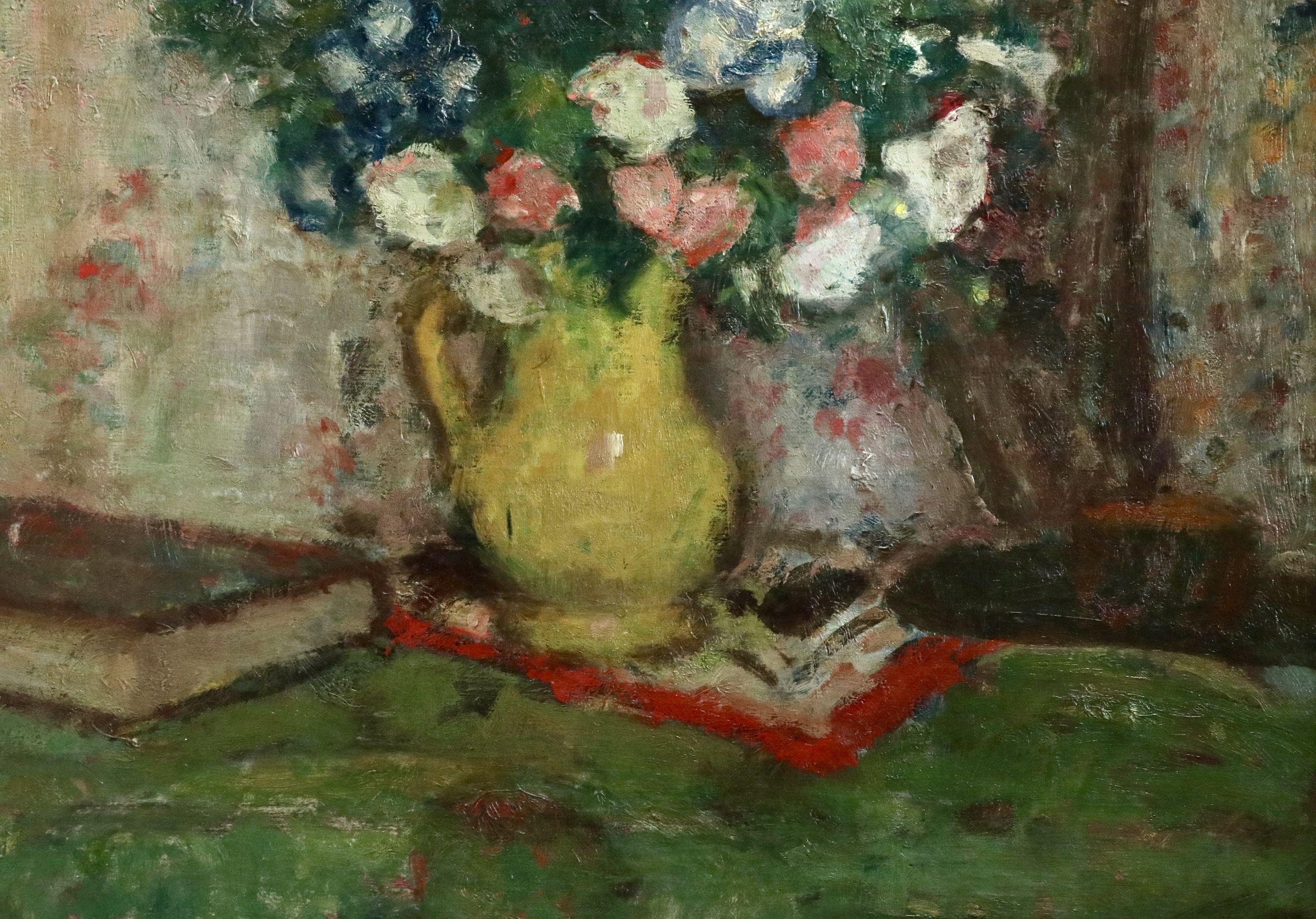 Fleurs - 20th Century Oil, Vase of Flowers in Interior by Georges D'Espagnat 3