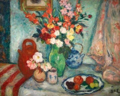 Flowers & Fruit - Post Impressionist Oil, Still Life by Georges D'Espagnat