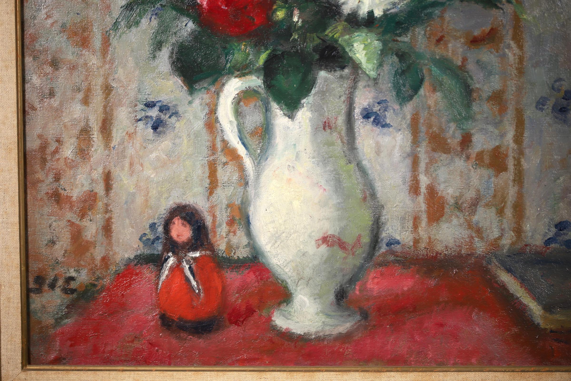 Flowers & Matroyshka - Post Impressionist Oil, Still Life by Georges D'Espagnat 3