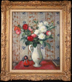 Flowers & Matroyshka - Post Impressionist Oil, Still Life by Georges D'Espagnat