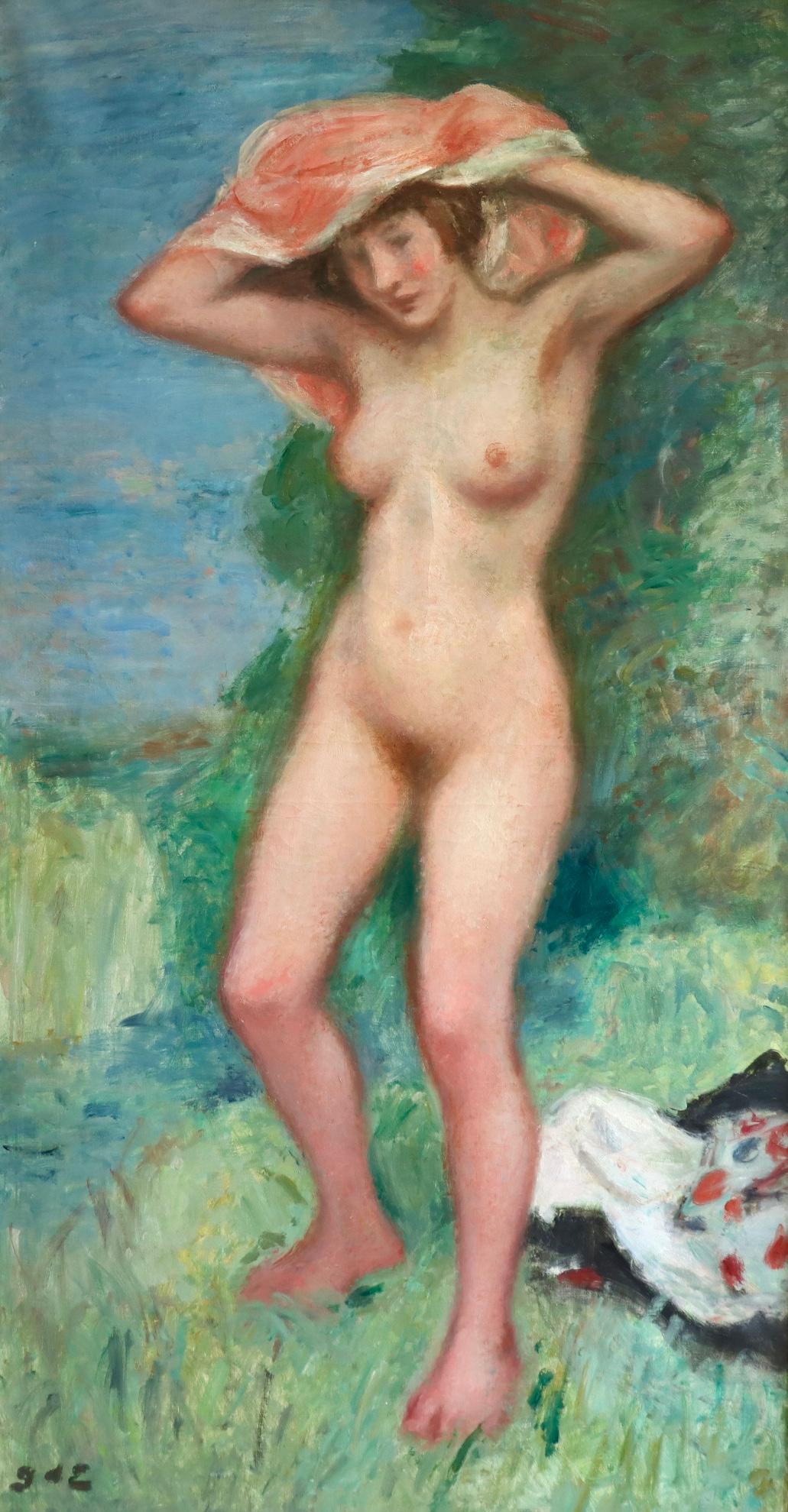 La Baigneuse - Post Impressionist Oil, Nude in Landscape by Georges D'Espagnat