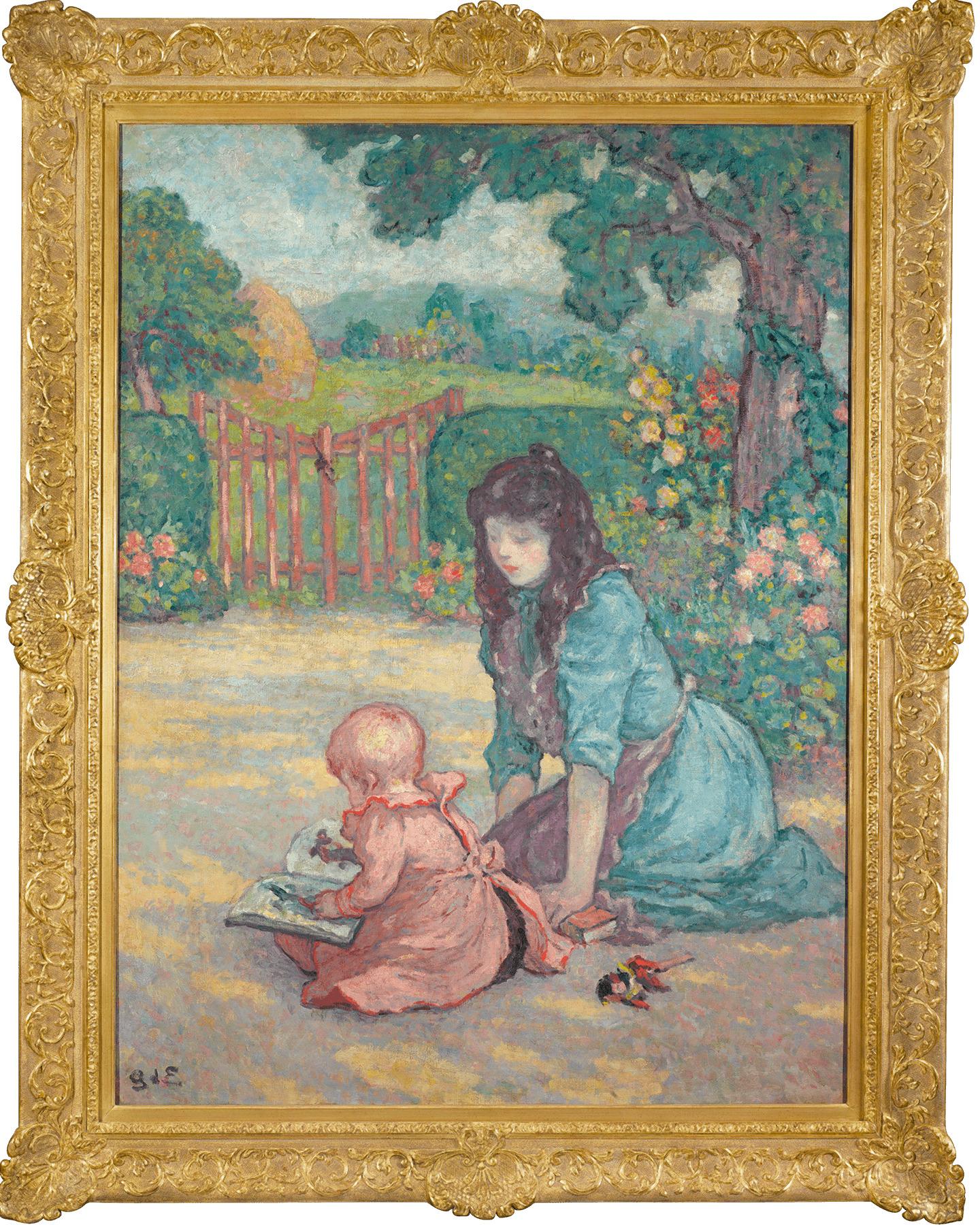 La lezione in giardino (La lecture au jardin) - Painting di Georges D'Espagnat