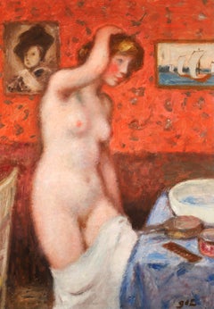 La Toilette - Peinture à l'huile post-impressionniste d'un nu de Georges D'Espagnat
