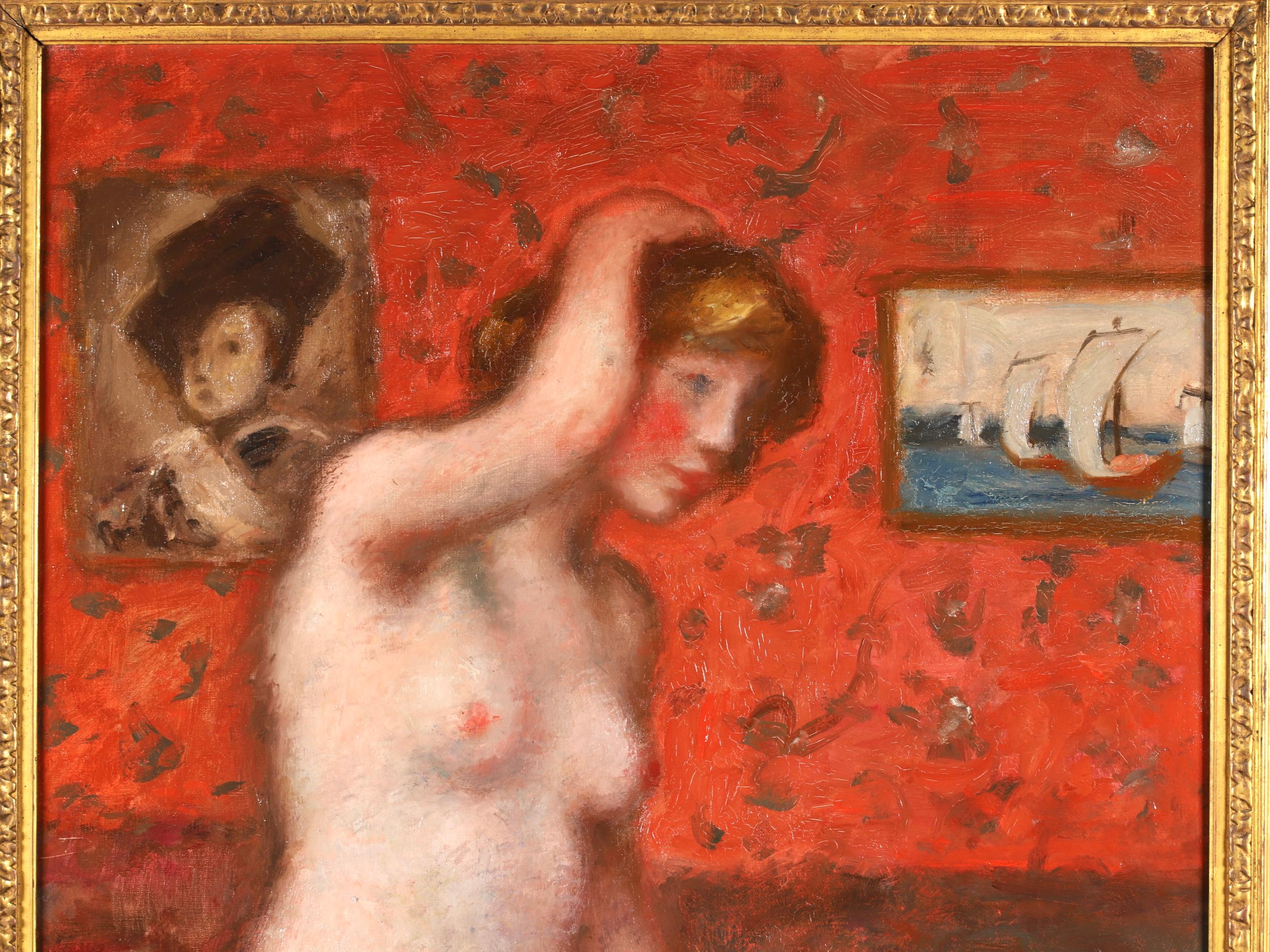 La Toilette - Post-Impressionist Nude Oil Painting by Georges D'Espagnat For Sale 2